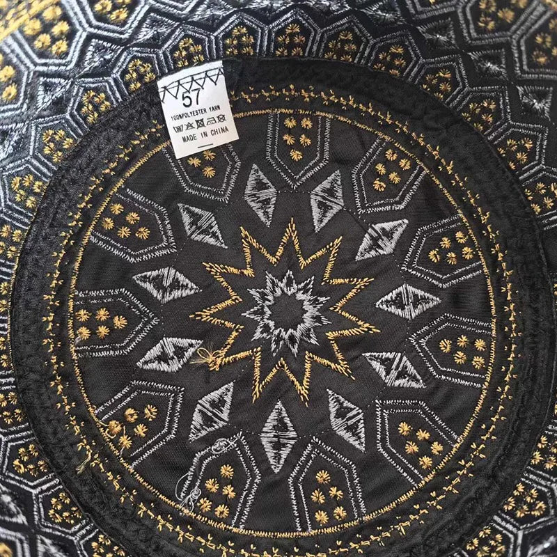 Muslim Caps For Men Colthing Hat Tax Products Turkey Kufi Islamic Kippah Jewish Embroider Luxury Black 03517