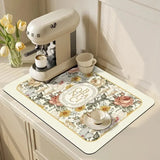 Kitchen Rugs Dish Drying Mat Absorbent Drain Pad Kitchen Carpet Coffee Dish Drainer Draining Mat Tablemat Fashion and Beautiful