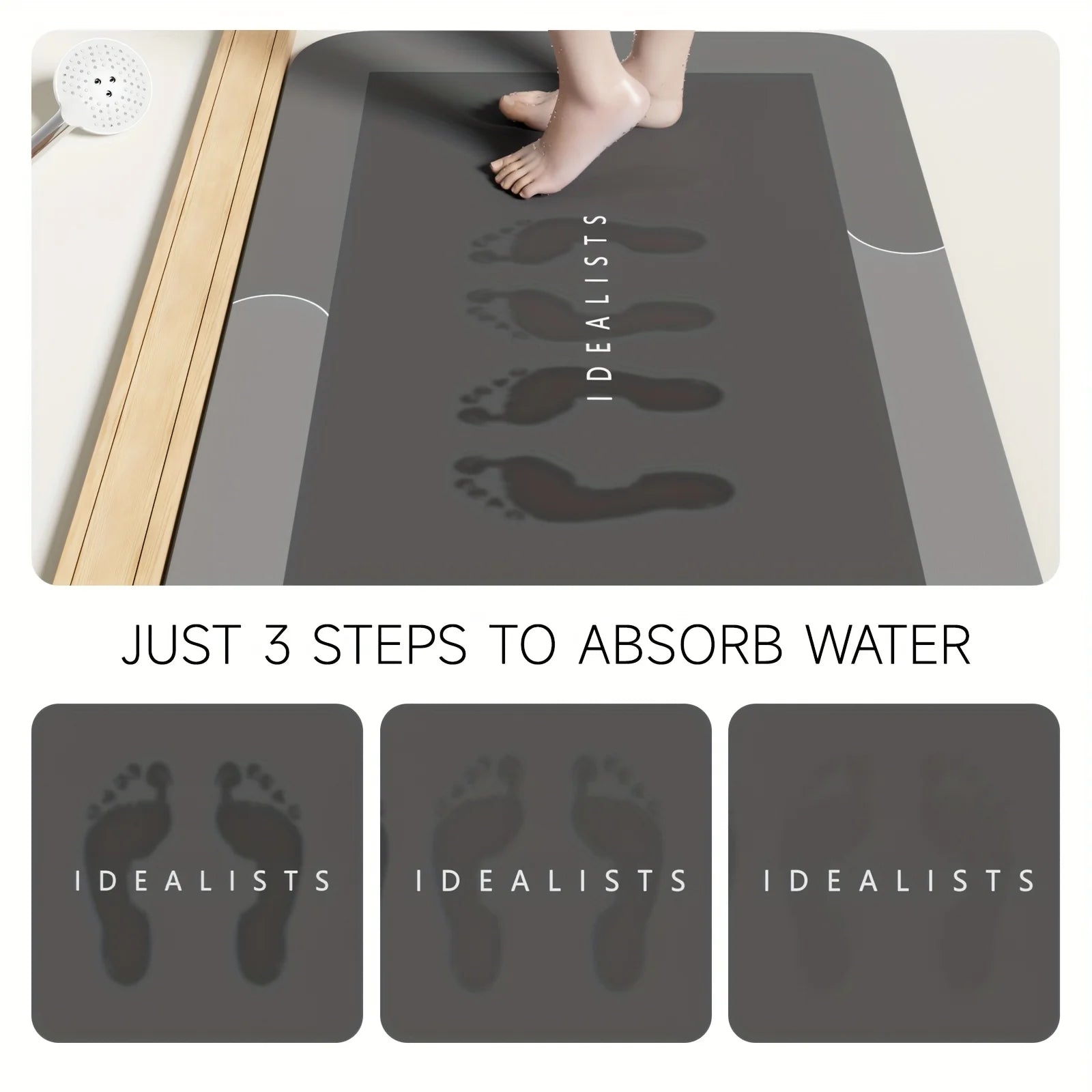 Diatomaceous Earth Bath Mat Super Absorbent Non Slip Fast Drying Soft Floor Mat for Bathroom Shower Laundry Bedroom Kitchen RV