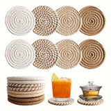 4pcs Absorbent Drink Coasters, Minimalist Cotton Fabric Coasters with Non-Woven Lining for Coffee Table Home Decor