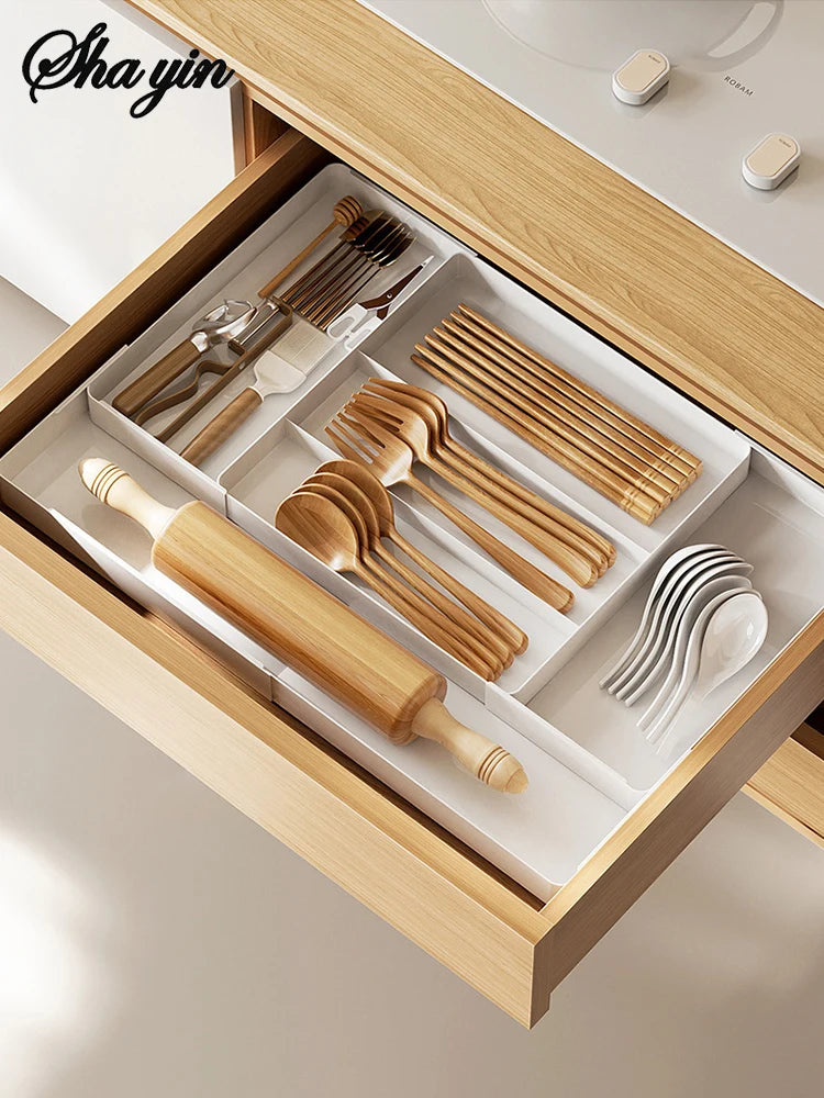 Expandable Drawer Organizer Versatile Adjustable Organizer Cutlery Tray For Kitchen Drawer Spoons Forks Knives Cutlery Holder