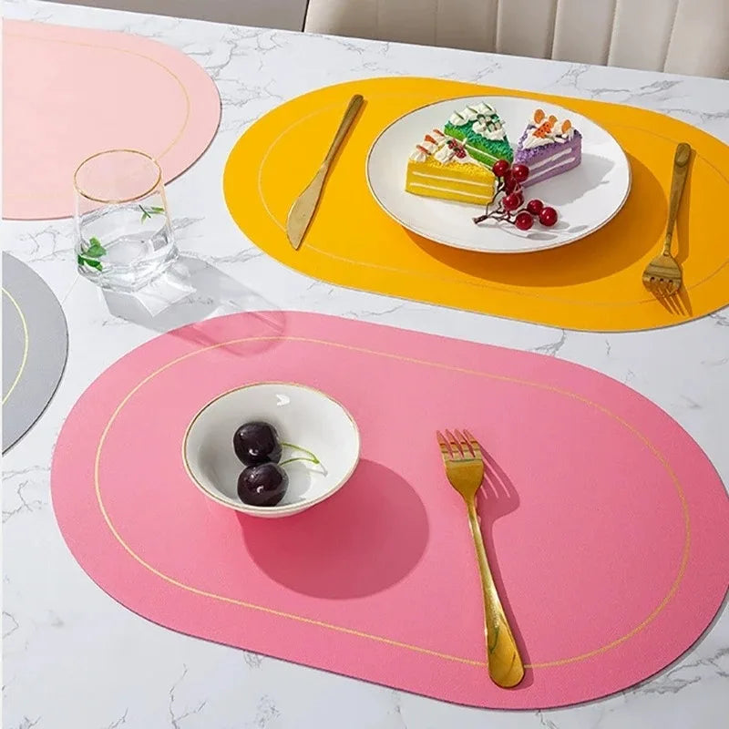 Table Leather Placemats, Heat Resistant Placemats, Washable Table Mats for Dining Table, Coffee Shop Decoration