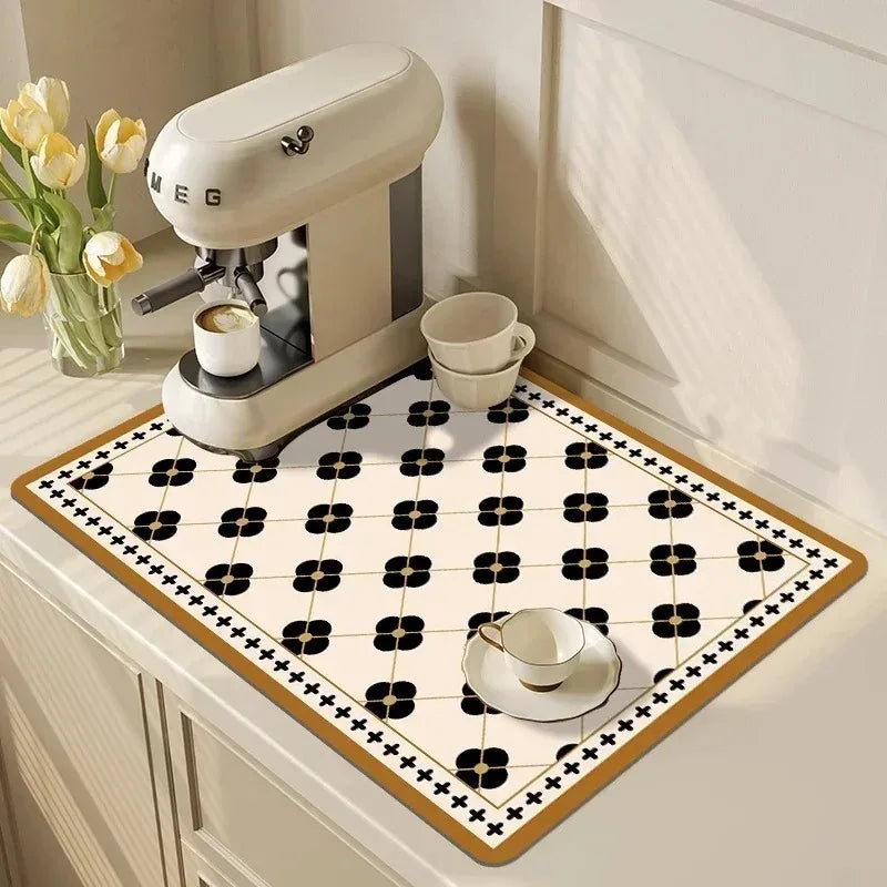 Kitchen Rugs Dish Drying Mat Absorbent Drain Pad Kitchen Carpet Coffee Dish Drainer Draining Mat Tablemat Fashion and Beautiful
