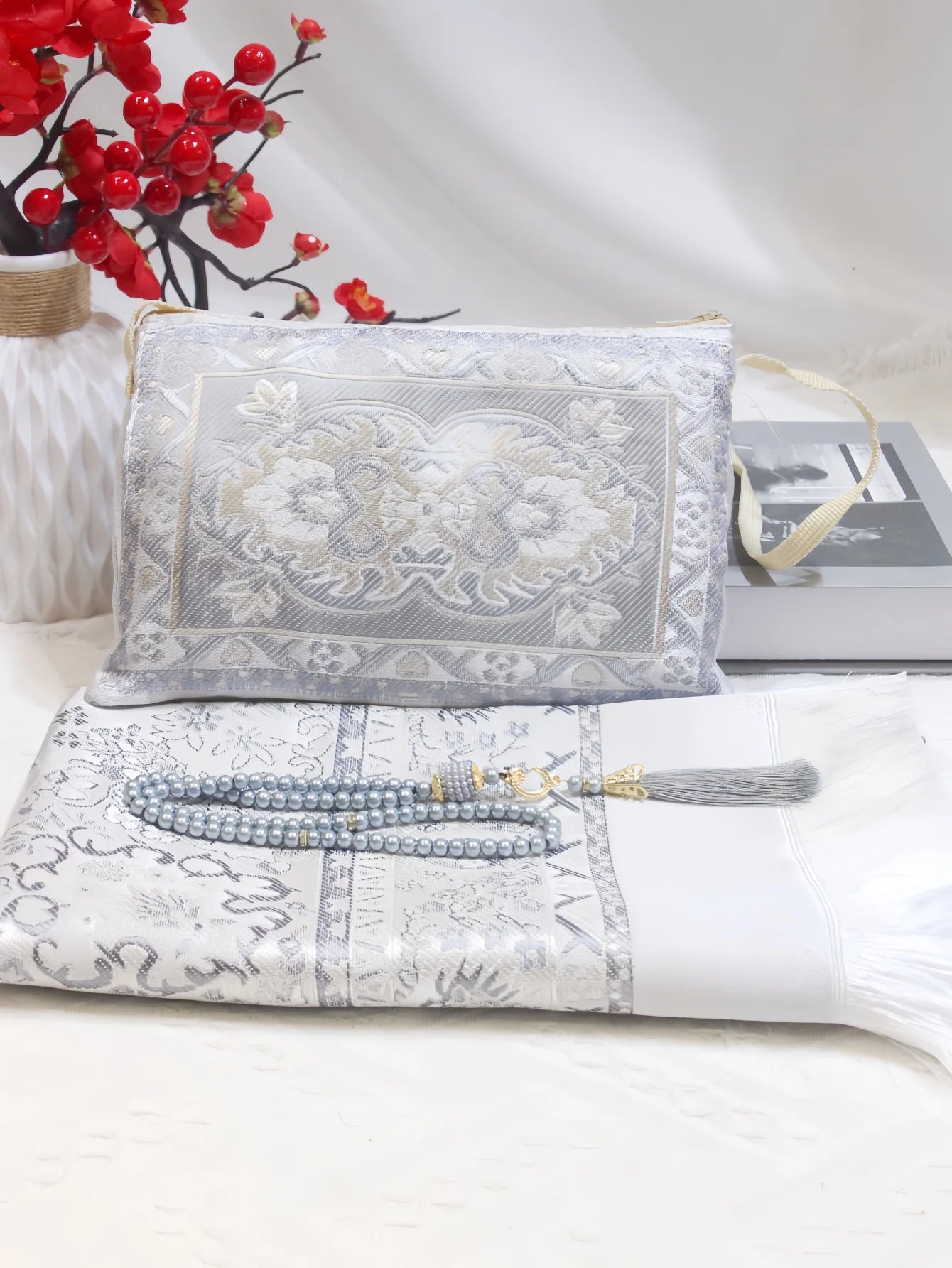 Muslim Prayer Rug With Prayer Beads and Portable Bag Muslim Gift Islamic  Soft Mat Gifts Set Turkish Carpet For Ramadan Eid Hajj