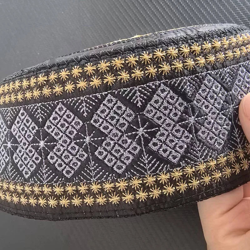 Muslim Caps For Men Colthing Hat Tax Products Turkey Kufi Islamic Kippah Jewish Embroider Luxury Black 03517