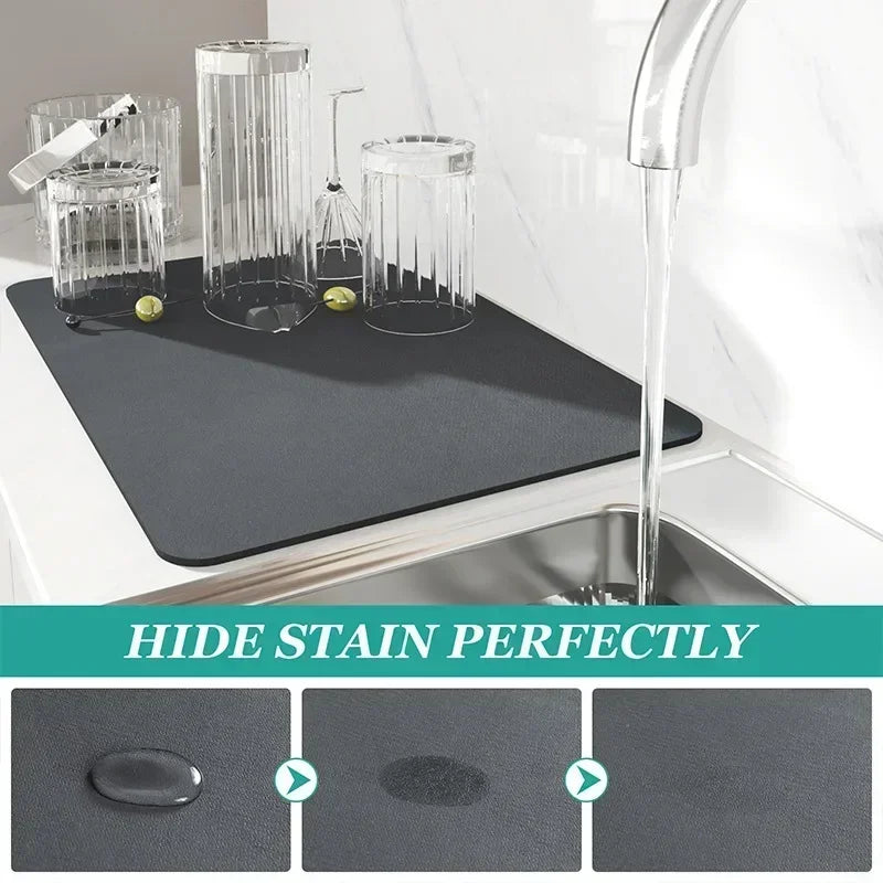 Kitchen Mat Drainer Kitchen Pad Coffee Absorbent Dish Place Mats Drying Tableware Pad Dish Cocina Mats for Kitchen Accessories