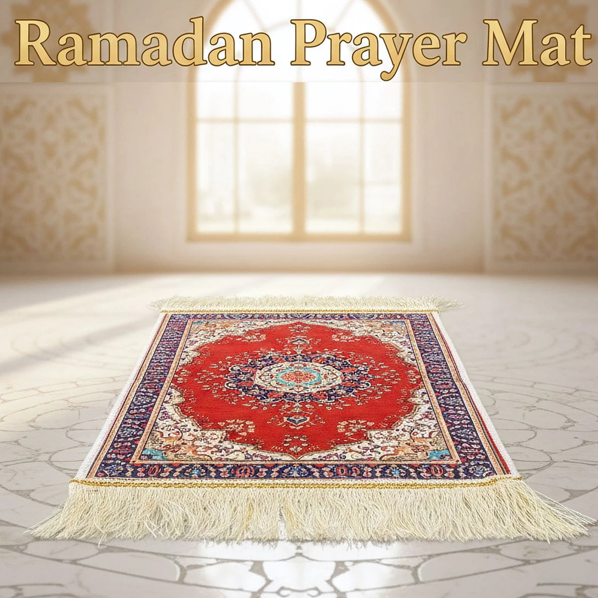A Portable Eid Prayer Mat Measuring 30* 49.5cm Cm, Suitable for Indoor and Outdoor Use, Is an Ideal Choice for Studying, Living Rooms, Ramadan and Hajj Activities This Is a Popular and Beautiful Prayer Mat.
