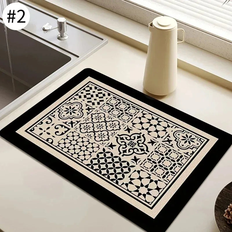 Kitchen Rugs Dish Drying Mat Absorbent Drain Pad Kitchen Carpet Coffee Dish Drainer Draining Mat Tablemat Fashion and Beautiful