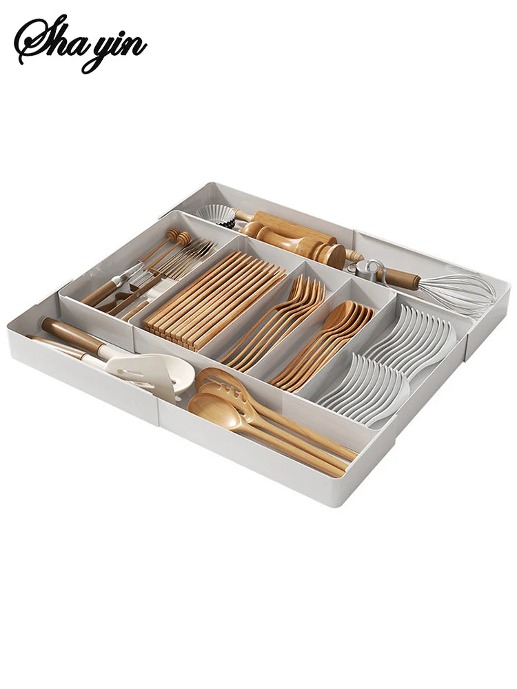 Expandable Drawer Organizer Versatile Adjustable Organizer Cutlery Tray For Kitchen Drawer Spoons Forks Knives Cutlery Holder