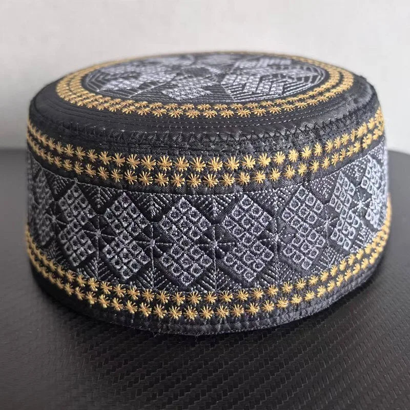 Muslim Caps For Men Colthing Hat Tax Products Turkey Kufi Islamic Kippah Jewish Embroider Luxury Black 03517