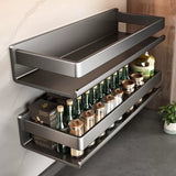 Metal Wall-Mounted Spice Rack Multifunctional Item Shelf Hooks Condiment Storage Organizer Rack Kitchen Accessories Organizer