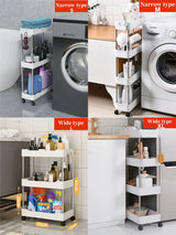 1pcs 3/4 Tier Rolling Utility Cart Storage Shelf Movable Gap Storage Rack Kitchen Bathroom Slim Slide Organizer Shelf Livingroom