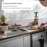 Knife Block Holder with Expandable Organizer Storage Tray for Kitchen Countertop Retractable Knife Organizer Drawer Insert
