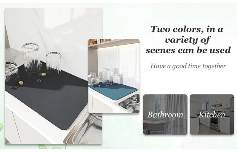 Kitchen Mat Drainer Kitchen Pad Coffee Absorbent Dish Place Mats Drying Tableware Pad Dish Cocina Mats for Kitchen Accessories