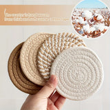 4pcs Absorbent Drink Coasters, Minimalist Cotton Fabric Coasters with Non-Woven Lining for Coffee Table Home Decor