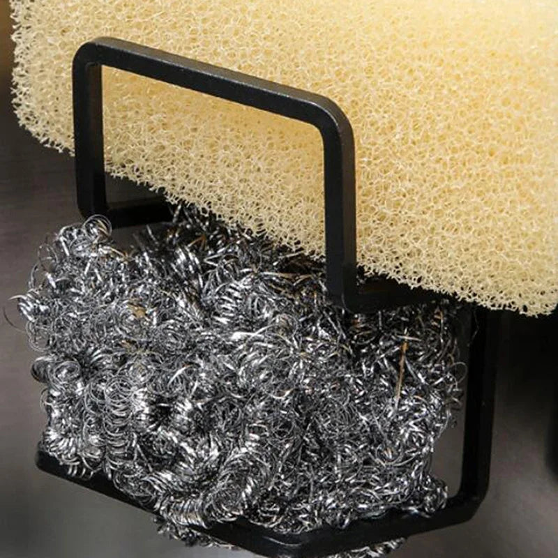 Kitchen Metal Sink Drying Holder Sink Rack Wall Sucker Sponge Storage Soap Stand Dish Cloth Shelf Organizer Products 2023