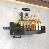 Metal Kitchen Shelf No-Punch Large Capacity Storage Kitchen Utensils Skeletonized Drainage Design Easy to Clean Black