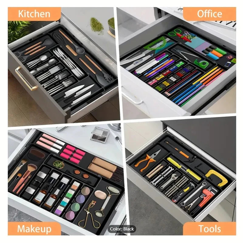 BPA Free Large Expandable Cutlery Tray - Kitchen Drawer Organizer for Silverware