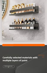 Metal Wall-Mounted Spice Rack Multifunctional Item Shelf Hooks Condiment Storage Organizer Rack Kitchen Accessories Organizer
