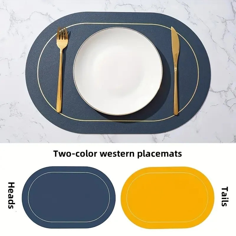 Table Leather Placemats, Heat Resistant Placemats, Washable Table Mats for Dining Table, Coffee Shop Decoration
