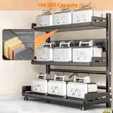 3 Tier Spice Storage Rack for Countertop Adjustable Spice Organization for Cabinet Kitchen Organizer Metal Shelf Black