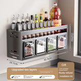 New Kitchen Spice Shelf Wall-mounted Spice Storage Rack Kitchen Seasoning Organizer Holder No Punching Required Storage Shelf