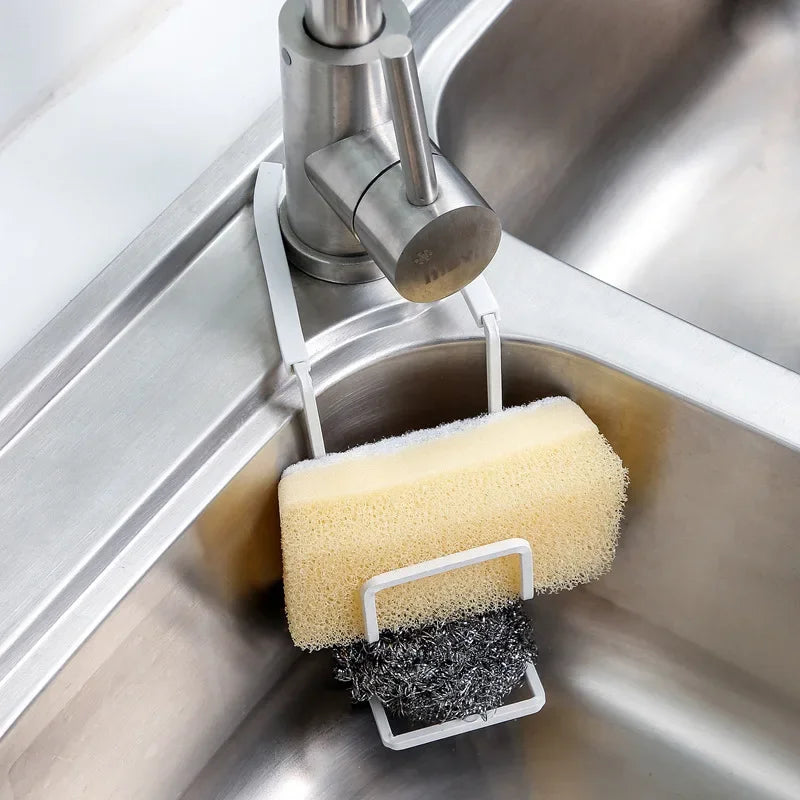 Kitchen Metal Sink Drying Holder Sink Rack Wall Sucker Sponge Storage Soap Stand Dish Cloth Shelf Organizer Products 2023