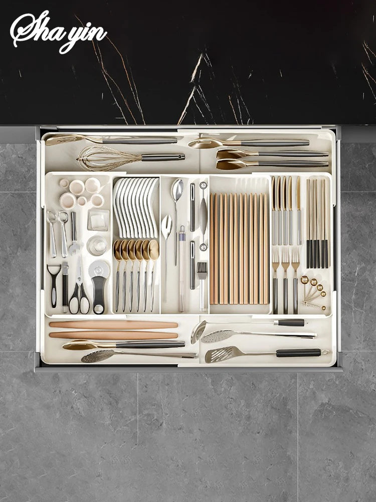 Expandable Drawer Organizer Versatile Adjustable Organizer Cutlery Tray For Kitchen Drawer Spoons Forks Knives Cutlery Holder