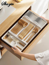 Expandable Drawer Organizer Versatile Adjustable Organizer Cutlery Tray For Kitchen Drawer Spoons Forks Knives Cutlery Holder