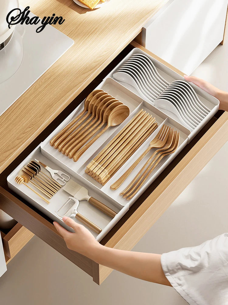 Expandable Drawer Organizer Versatile Adjustable Organizer Cutlery Tray For Kitchen Drawer Spoons Forks Knives Cutlery Holder