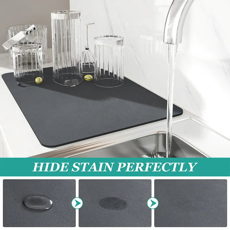 Kitchen Mat Drainer Kitchen Pad Coffee Absorbent Dish Place Mats Drying Tableware Pad Dish Cocina Mats for Kitchen Accessories