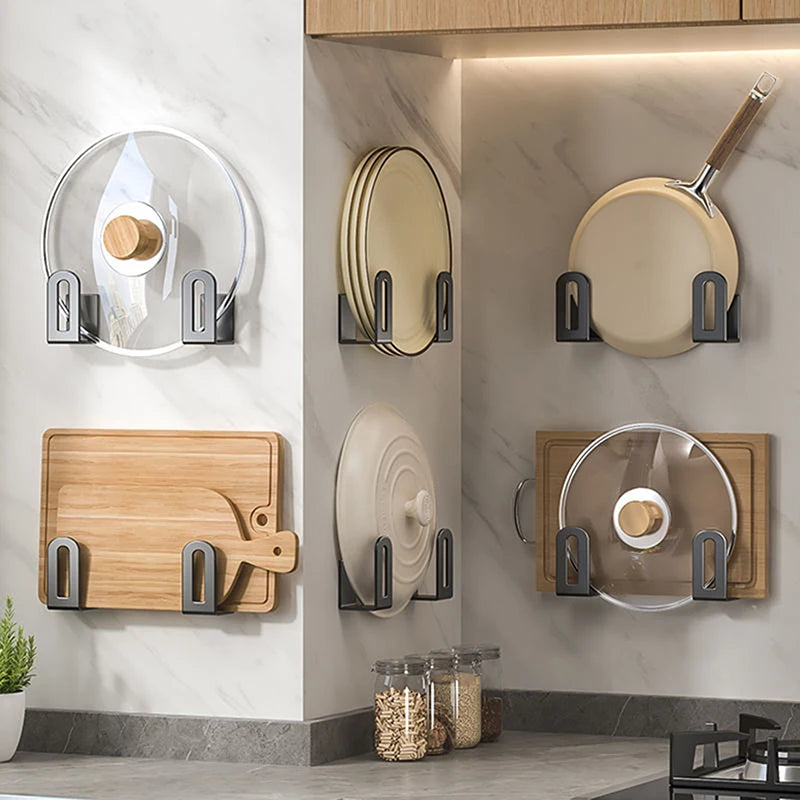 2Pcs/set Cutting Board Pot Cover Rack Sink Sponge Organizer Bathroom Multifunctional Wall Mounted Stainless Steel Kitchen Shelf