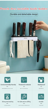 Kitchen Knife Holder Wall Mounted Multifunctional Knife Holder Home Cutlery Wall Mounted Storage Rack Kitchen Cutlery Organizer