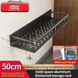 Aluminum Kitchen Shelf Wall Mounted Spice Organizer Rust and Moisture Resistant Bathroom Toiletries Storage Racks