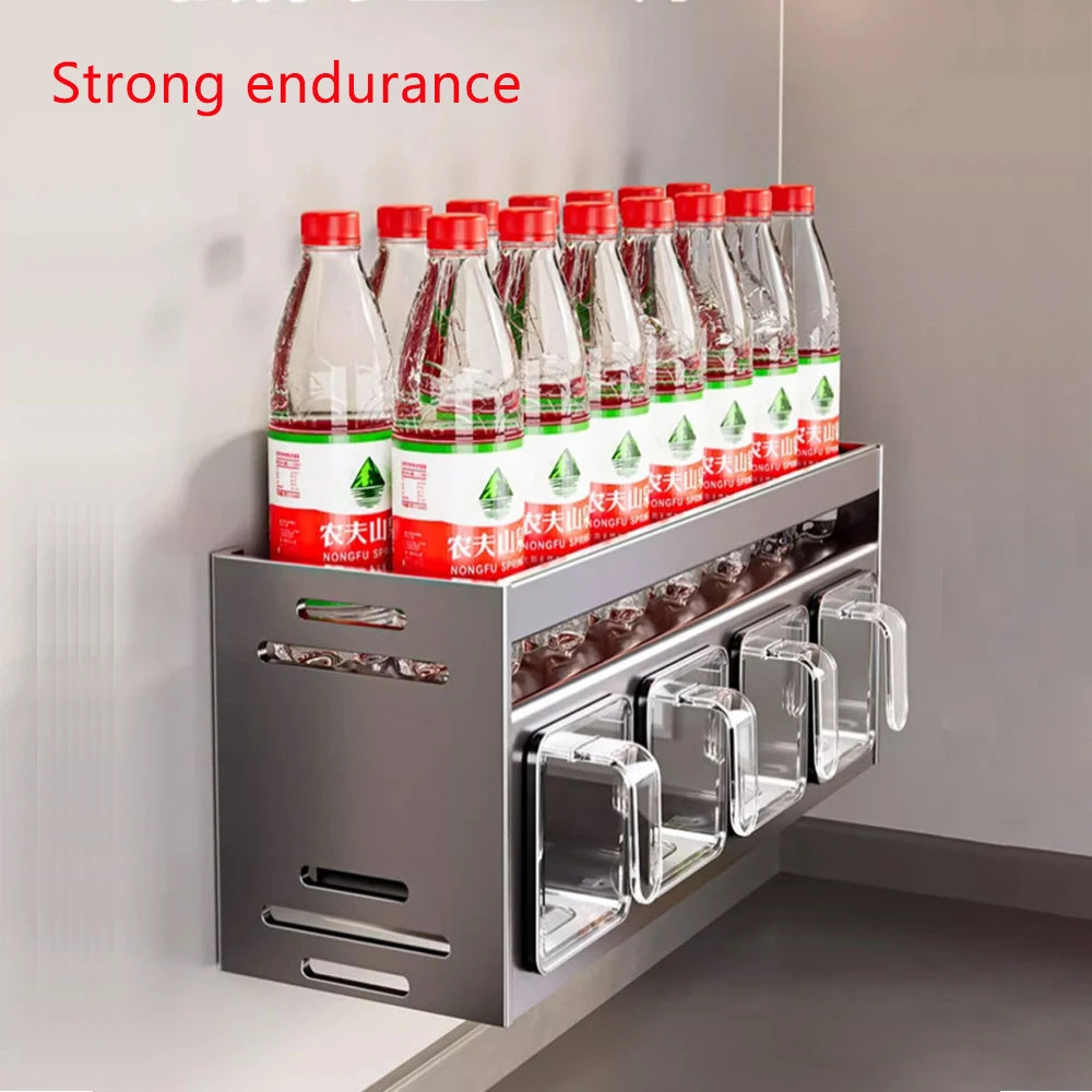 New Kitchen Spice Shelf Wall-mounted Spice Storage Rack Kitchen Seasoning Organizer Holder No Punching Required Storage Shelf
