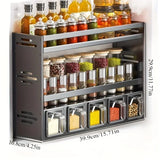 New Kitchen Spice Shelf Wall-mounted Spice Storage Rack Kitchen Seasoning Organizer Holder No Punching Required Storage Shelf