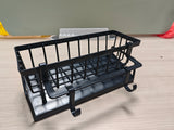 1Pc Multifunctional Plastic Kitchen Shelf Rag Storage Drainage Shelf,No-Punch Adhesive Spice Rack,Sink Tap Drain Rack with Hooks
