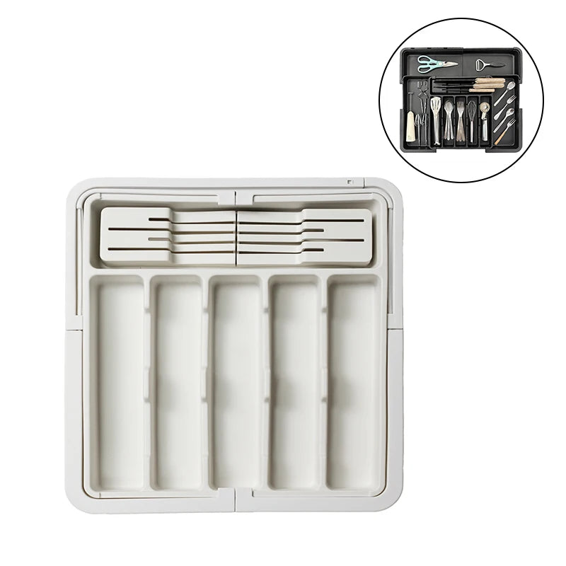 BPA Free Large Expandable Cutlery Tray - Kitchen Drawer Organizer for Silverware