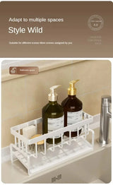 1Pc Multifunctional Plastic Kitchen Shelf Rag Storage Drainage Shelf,No-Punch Adhesive Spice Rack,Sink Tap Drain Rack with Hooks