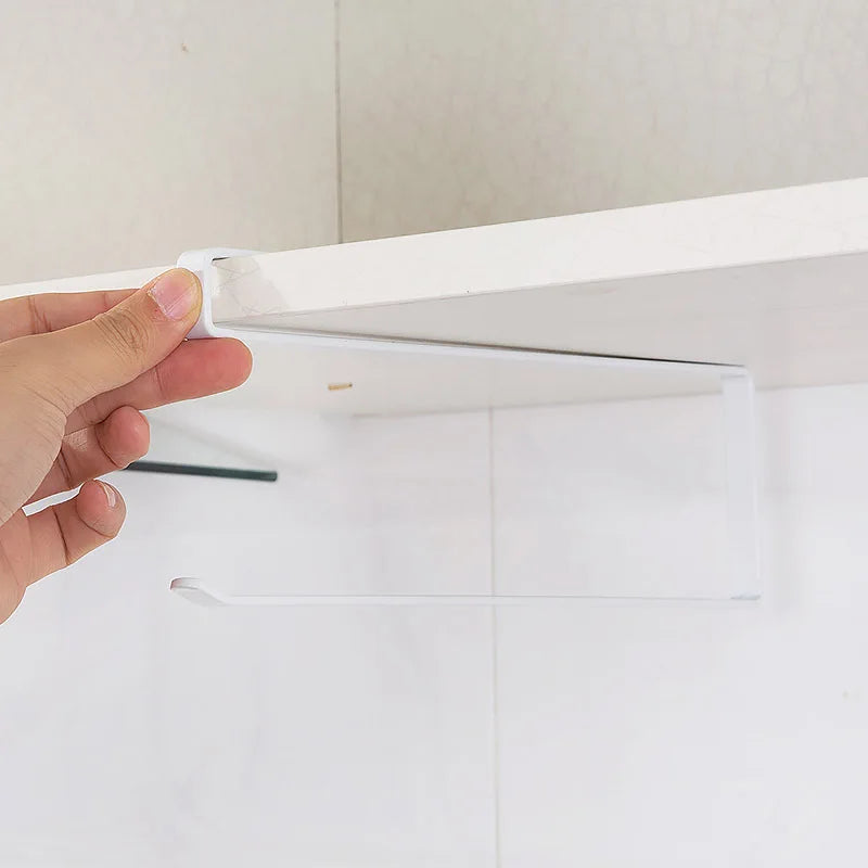 Kitchen Tissue Holder Punch-Free Paper Towel Holder Hanging Toilet Roll Paper Holder Towel Rack Bathroom Cabinet Door Hook Orga