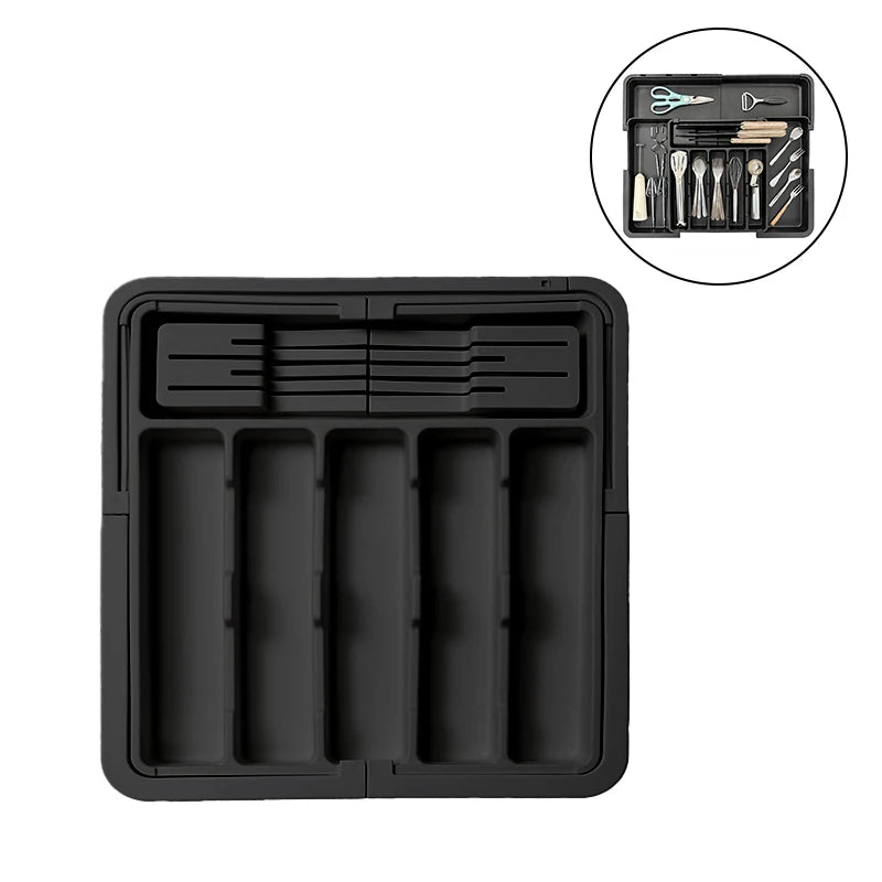 BPA Free Large Expandable Cutlery Tray - Kitchen Drawer Organizer for Silverware