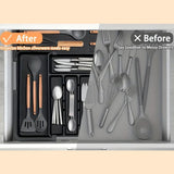 BPA Free Large Expandable Cutlery Tray - Kitchen Drawer Organizer for Silverware
