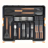 BPA Free Large Expandable Cutlery Tray - Kitchen Drawer Organizer for Silverware