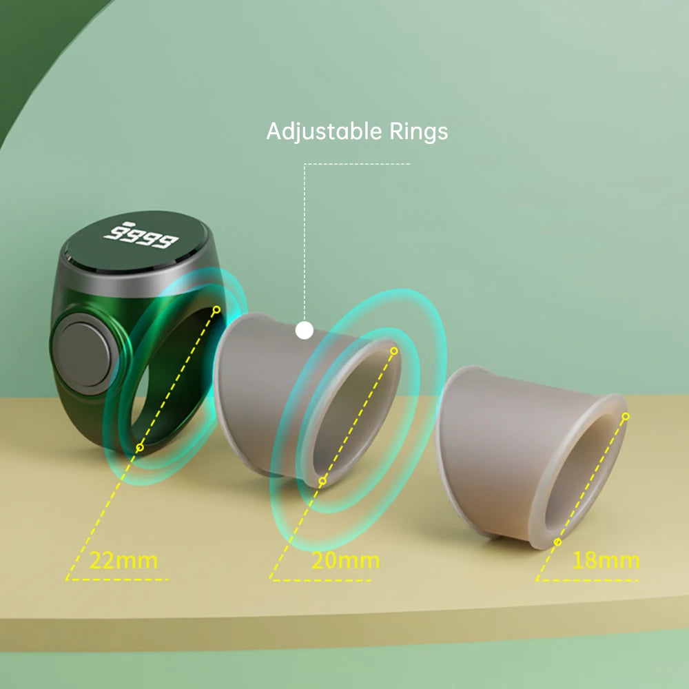Smart Tasbih Tally Counter Type-C Rechargeable High-quality Muslims Zikr Ring Type Button Counter Prayer Time Vibration Reminder