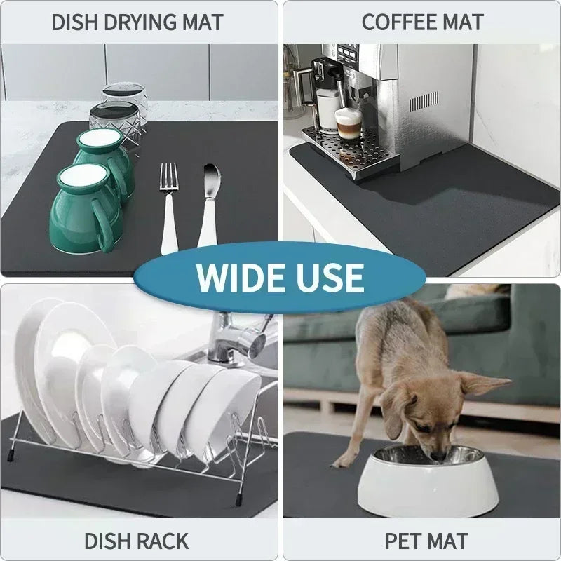 Kitchen Rugs Dish Drying Mat Absorbent Drain Pad Kitchen Carpet Coffee Dish Drainer Draining Mat Tablemat Fashion and Beautiful